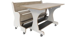 Hoogzit tafel L120 x B64 cm wit grey craft oak met 1 bank Tangara Groothandel voor de Kinderopvang Kinderdagverblijfinrichting2